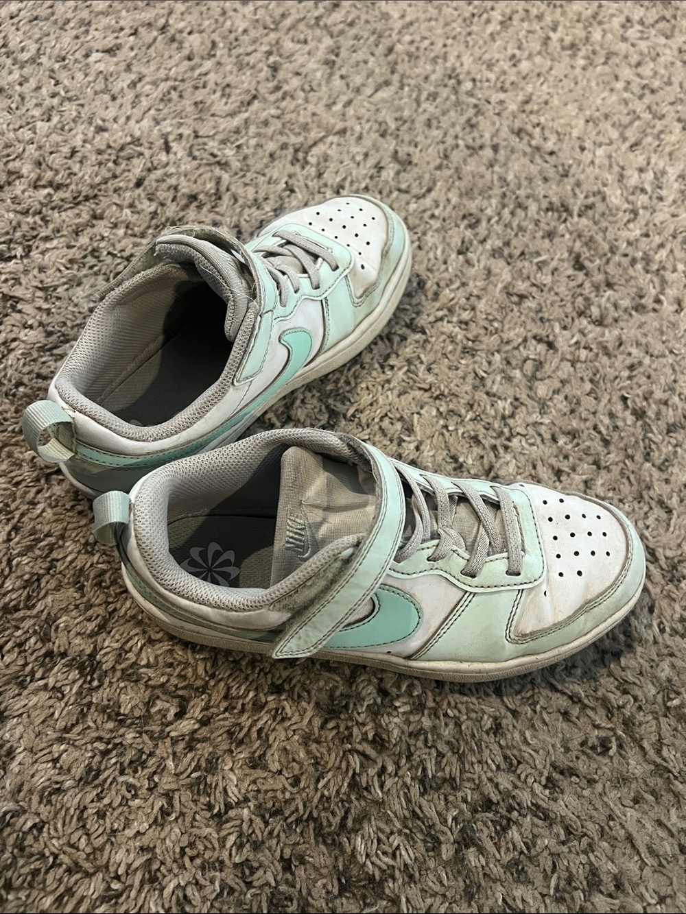 Nike Mint Green and White Girls' Low-Top Sneakers